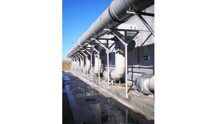 Air collection pipes in Municipal Solid Waste treatment plant in Antequera