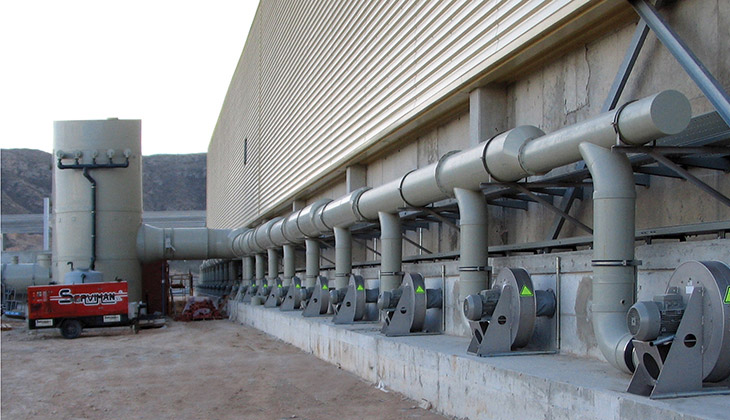 Air collection pipes in Municipal Solid Waste treatment plant in Barcelona