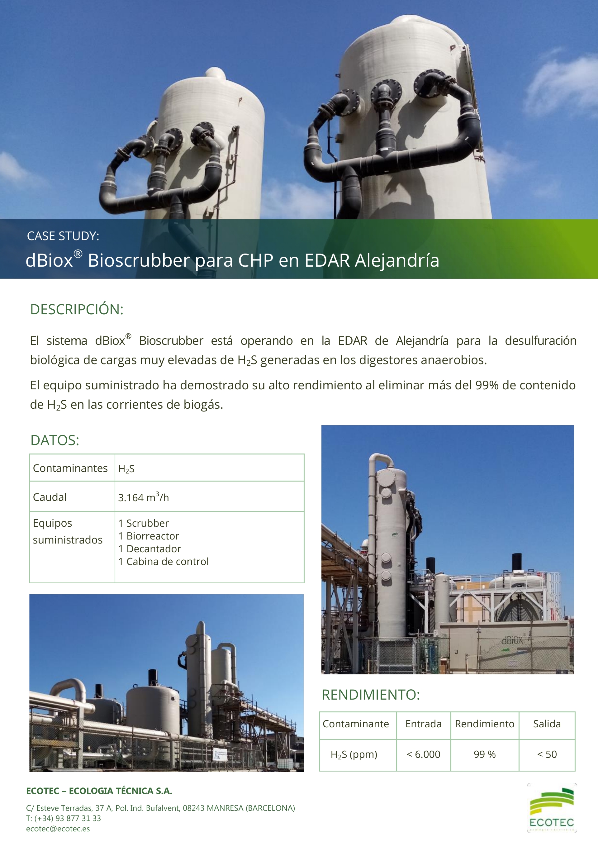 dBiox Bioscrubber  CHP Alejandría