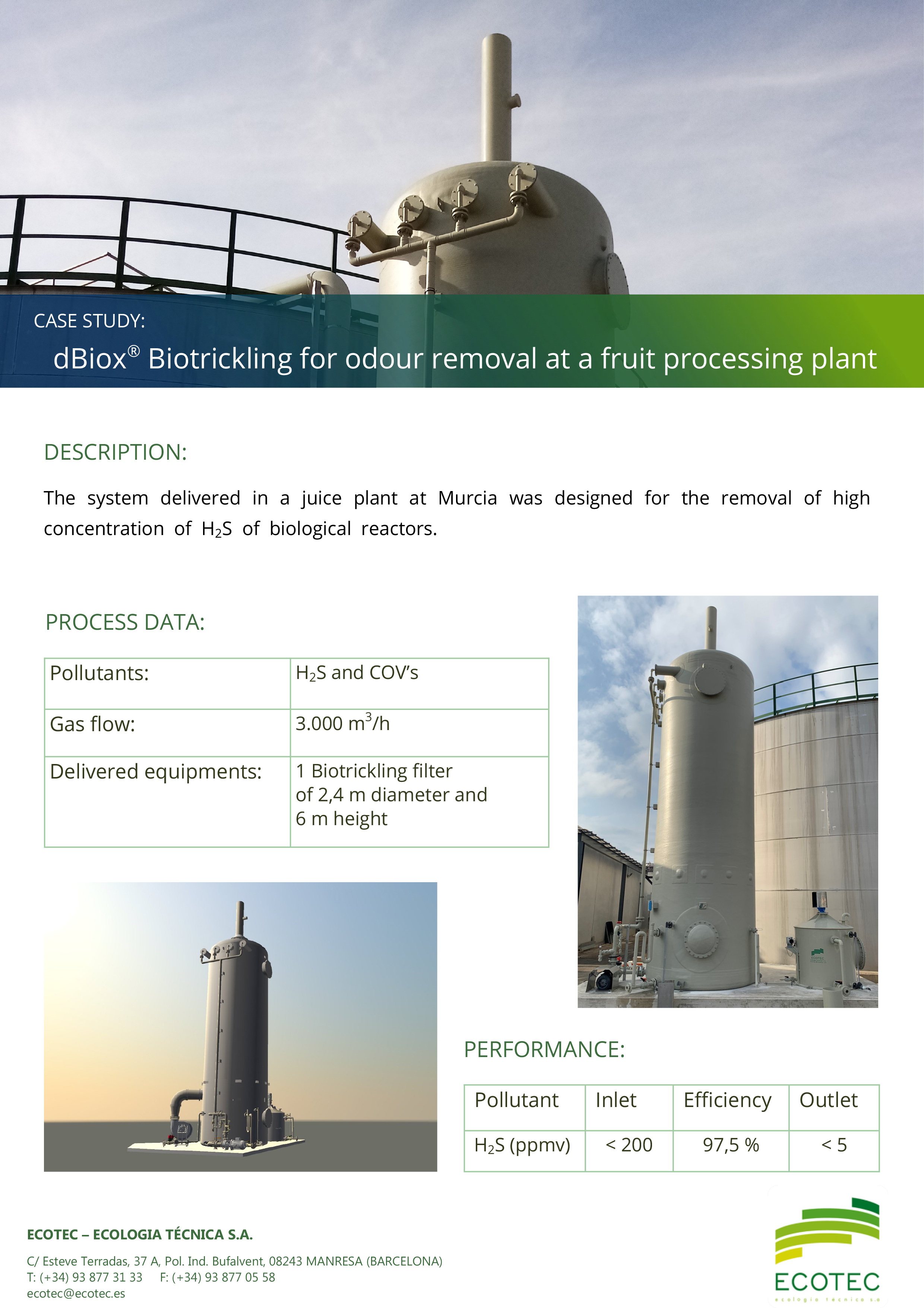 dBiox biotrickling fruit processing plant Murcia